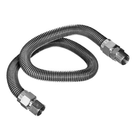 Flextron Gas Line Hose 1/2'' O.D. x 36'' Length 3/8" FIP x MIP Fittings, Stainless Steel Flexible Connector FTGC-SS38-36I